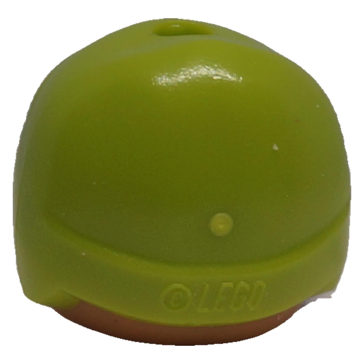 Rear view of LEGO® 6569pb01 mini-doll baby toddler head with moulded lime cap