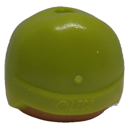 Rear view of LEGO® 6569pb01 mini-doll baby toddler head with moulded lime cap