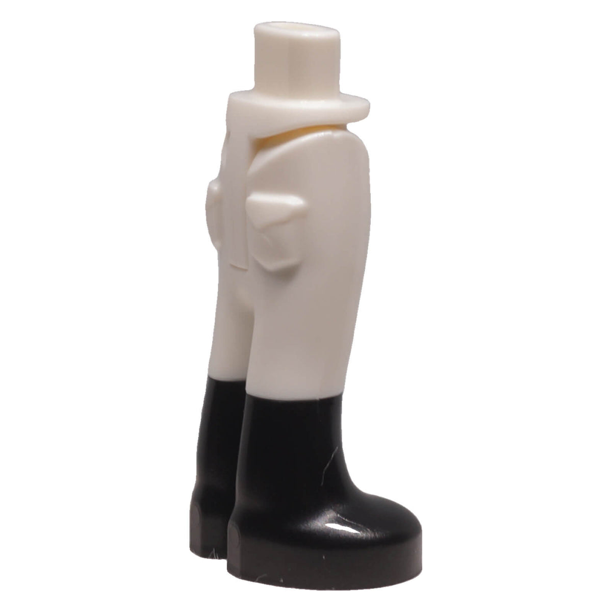 LEGO® 67072c00pb005 white mini-doll trousers with molded black boots opposite side view
