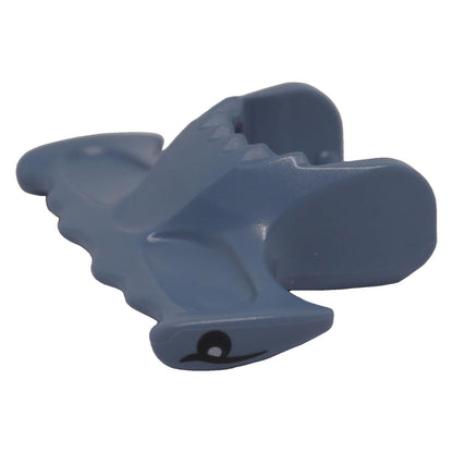 LEGO® 67229pb01 sand blue hammerhead shark head with printed eye, angled view
