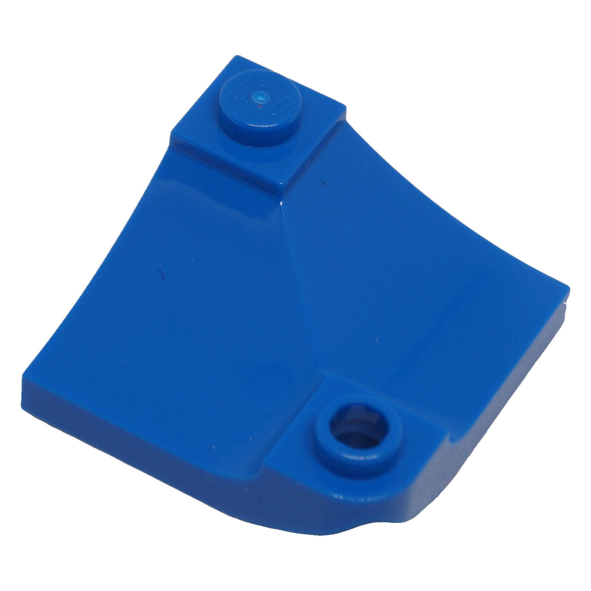 LEGO® 73682 blue Curved 3 x 3 Double Slope top view showing the double curved surface