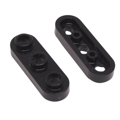 LEGO® 77850 black Round 1 x 3 Plate with three open studs shown from top and underside