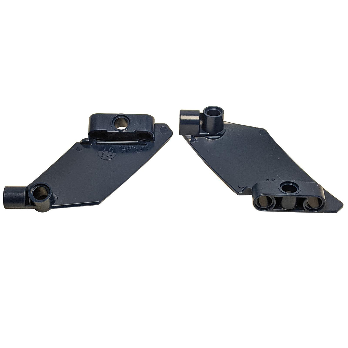 LEGO® 80267 Dark Blue Technic Curved Panel #61 5 x 7 Tapered Left shown from front and back