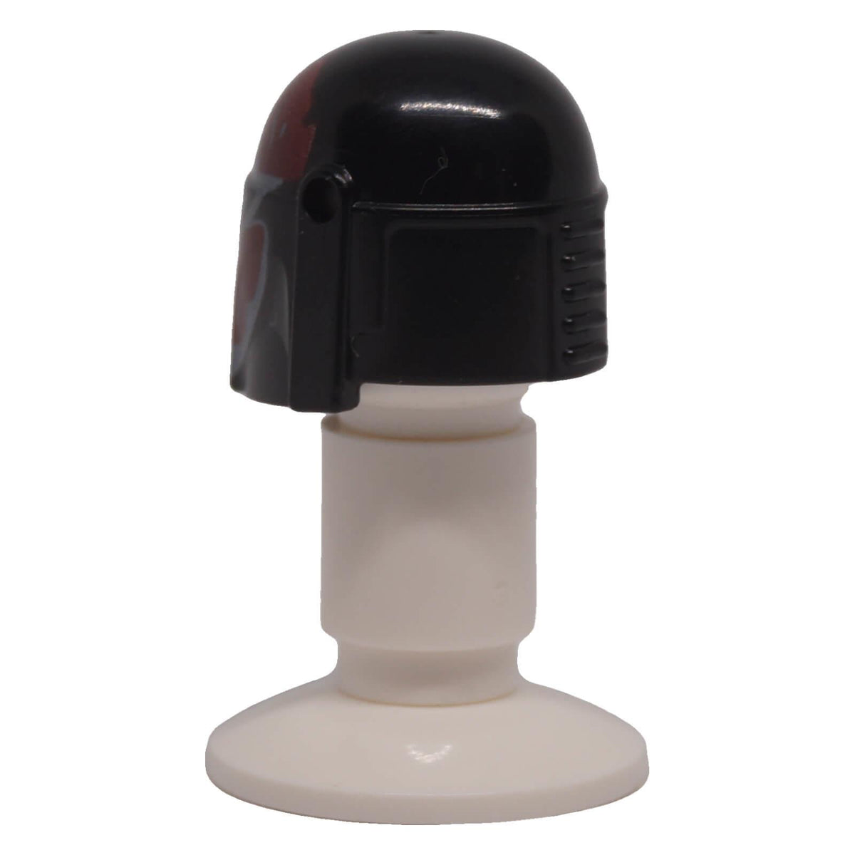 LEGO® 87610pb29 Mandalorian helmet rear left view showing black headgear and side detailing