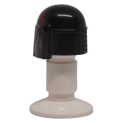 LEGO® 87610pb29 Mandalorian helmet rear left view showing black headgear and side detailing