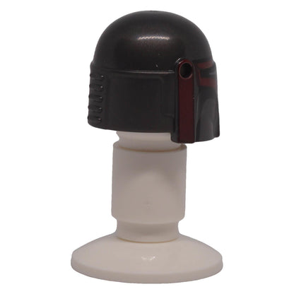 LEGO® 87610pb29 Mandalorian helmet right side view with dark red printed detailing and side hole