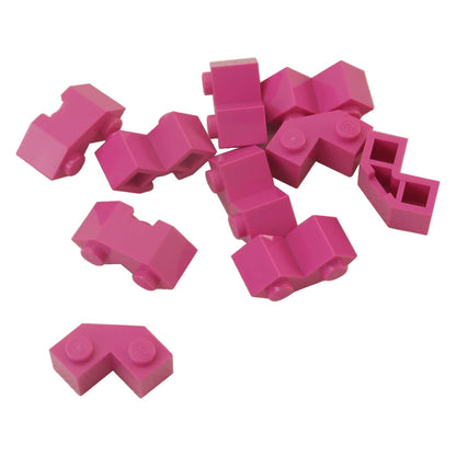LEGO® 87620 Brick, Modified Facet 2 x 2 in Dark Pink with two studs and angular faceted sides