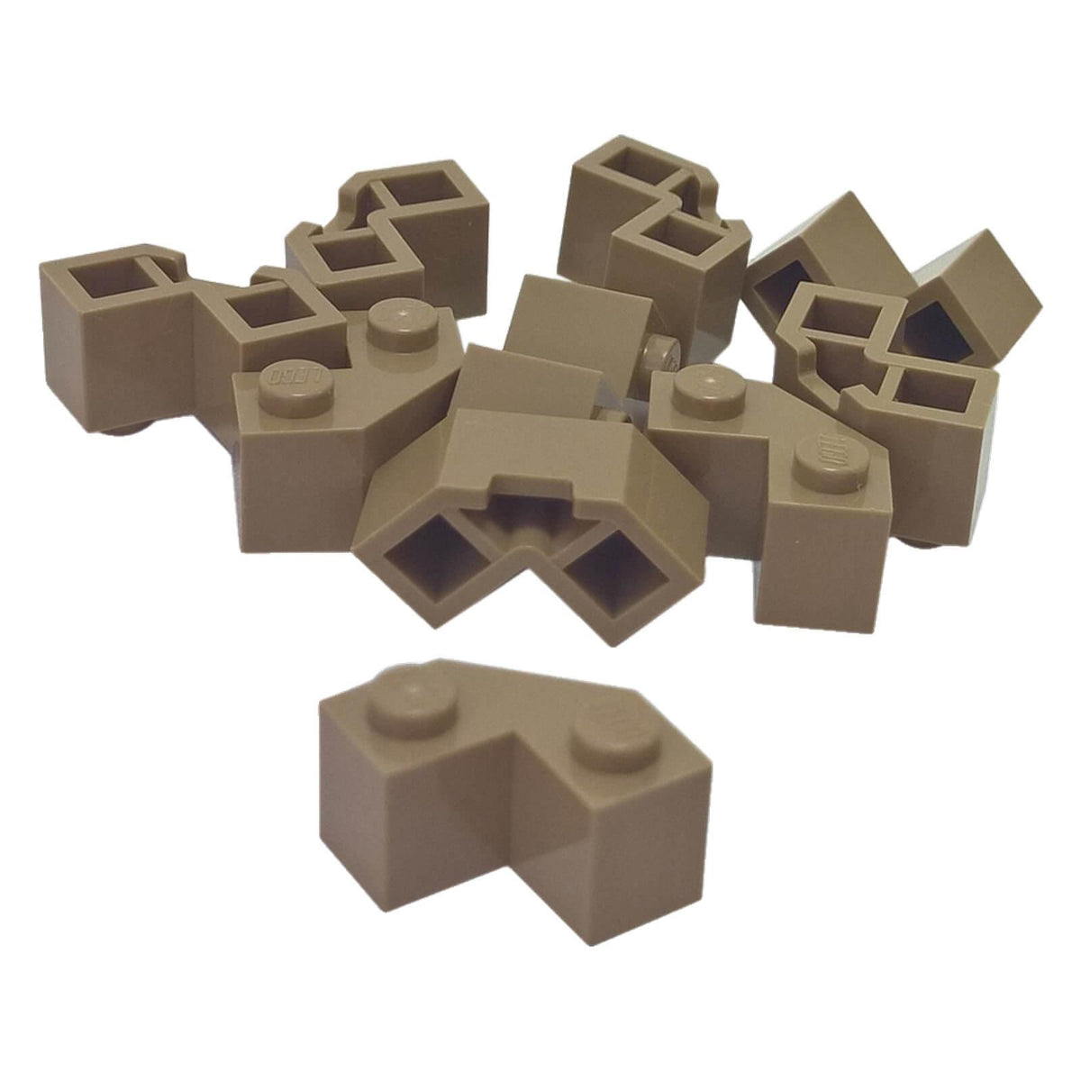 LEGO® 87620 Brick, Modified Facet 2 x 2 in Dark Tan with two studs and angular faceted sides