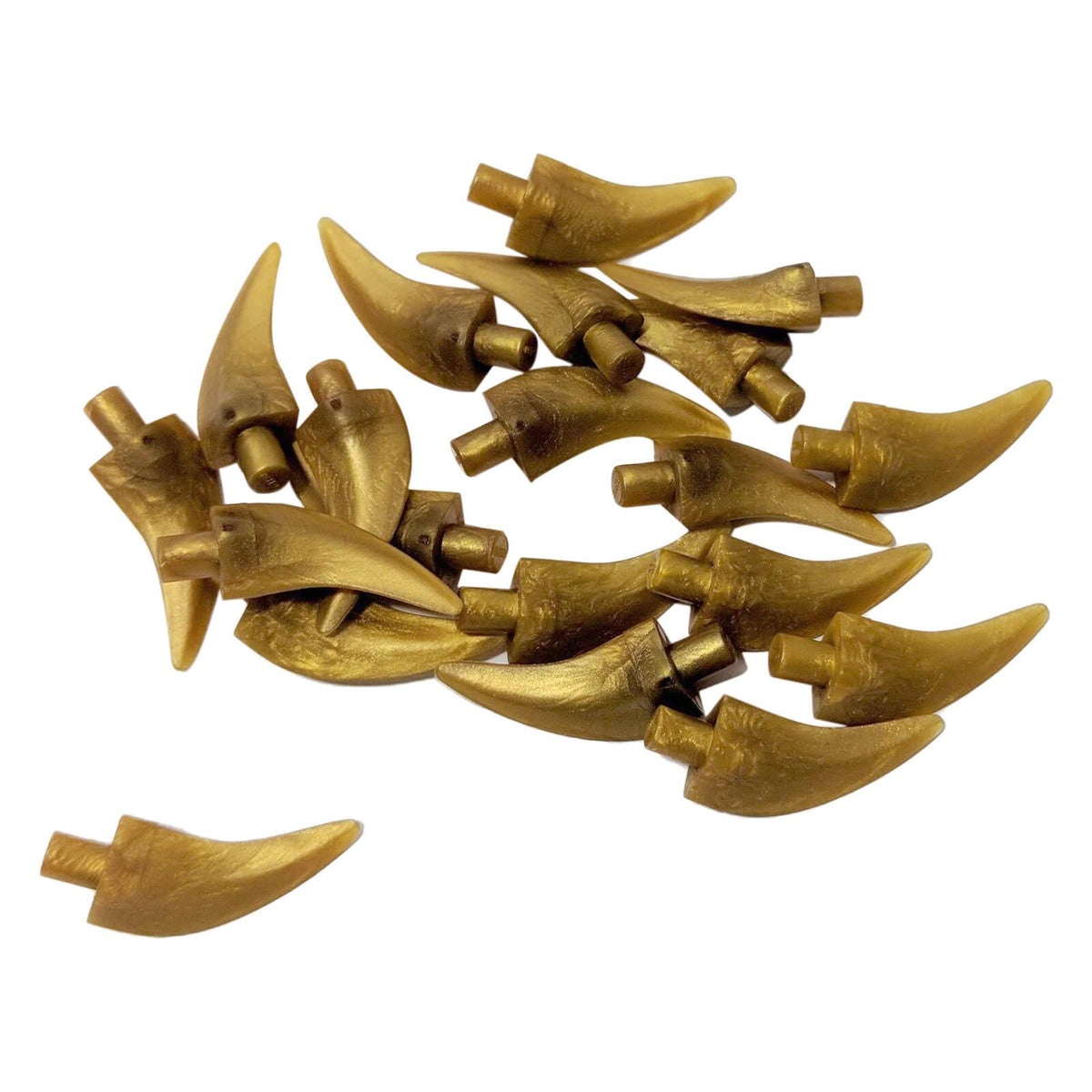 LEGO® 87747 medium curved barb claw horn tooth piece in Pearl Gold
