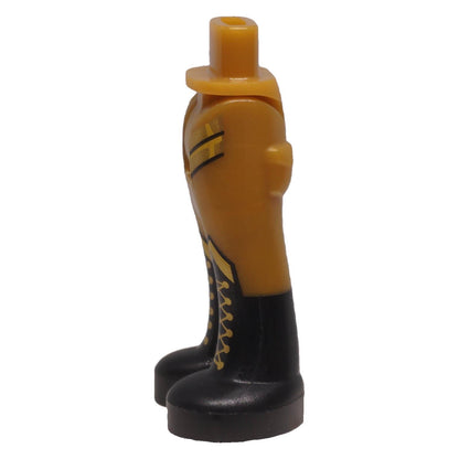 LEGO® 92253c00pb67 mini-doll hips and trousers with black boots and gold detailing side view