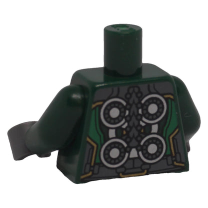 LEGO® dark green armor torso 973pb4179c01 back with four silver circles and gold detailing