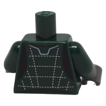 LEGO® dark green Lotus racing suit torso 973pb4663c01 back with silver stitched racing suit pattern