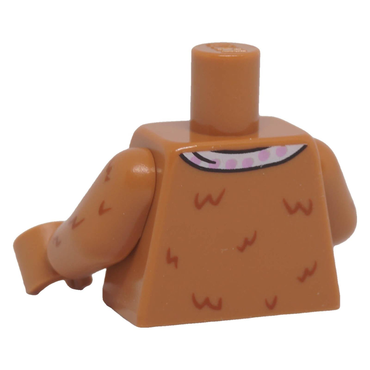 LEGO® torso 973pb4702c01 back view showing fur markings and pink polka dot neck print