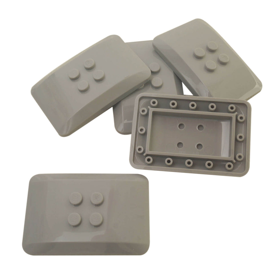 Light Bluish Gray LEGO® Part 98281 Wedge 6 x 4 x 2/3 Quad Curved with smooth rounded edges, low-profile shape and four visible studs