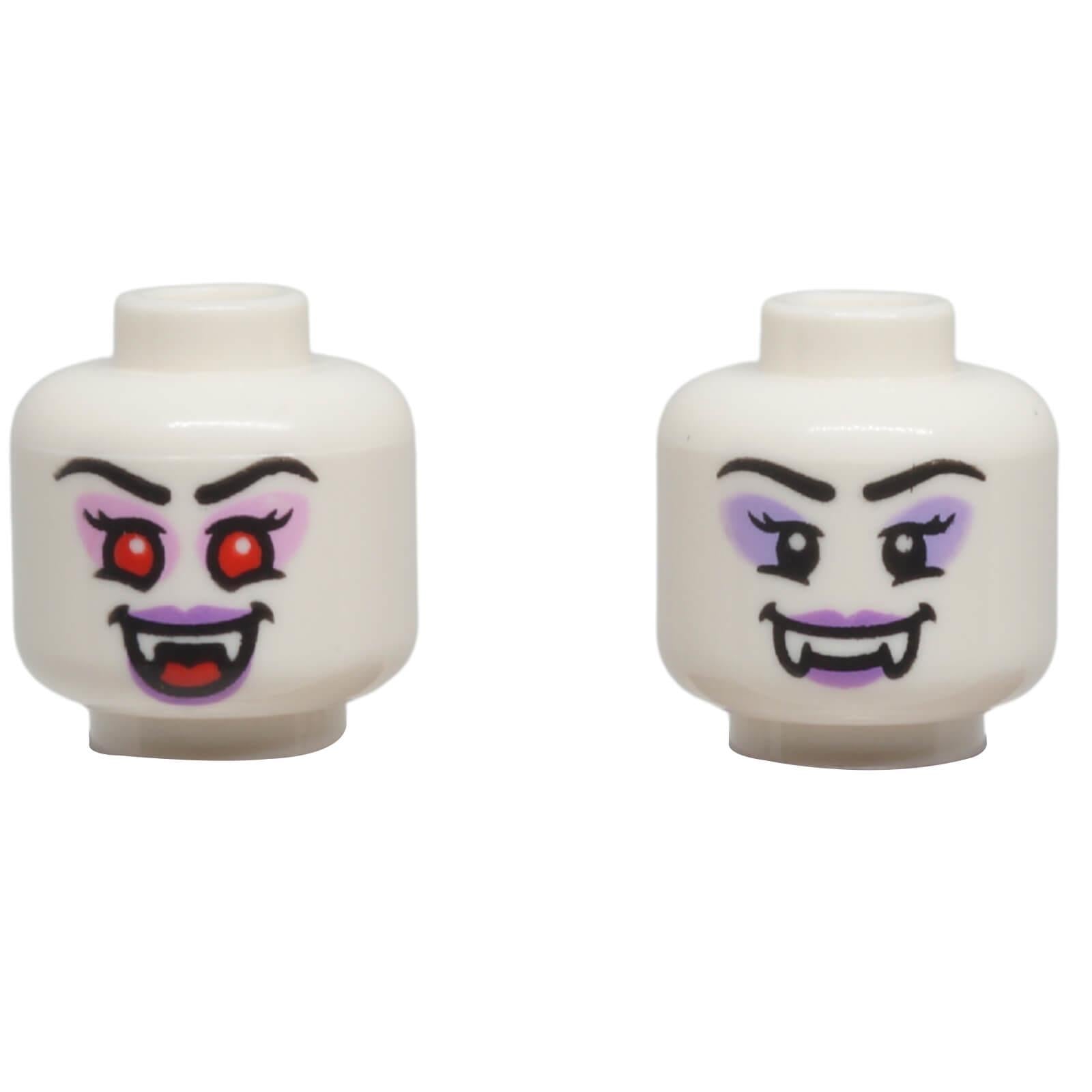LEGO® alien minifigure head 3626pb3916 with dual-sided fang expressions and monster-inspired facial print