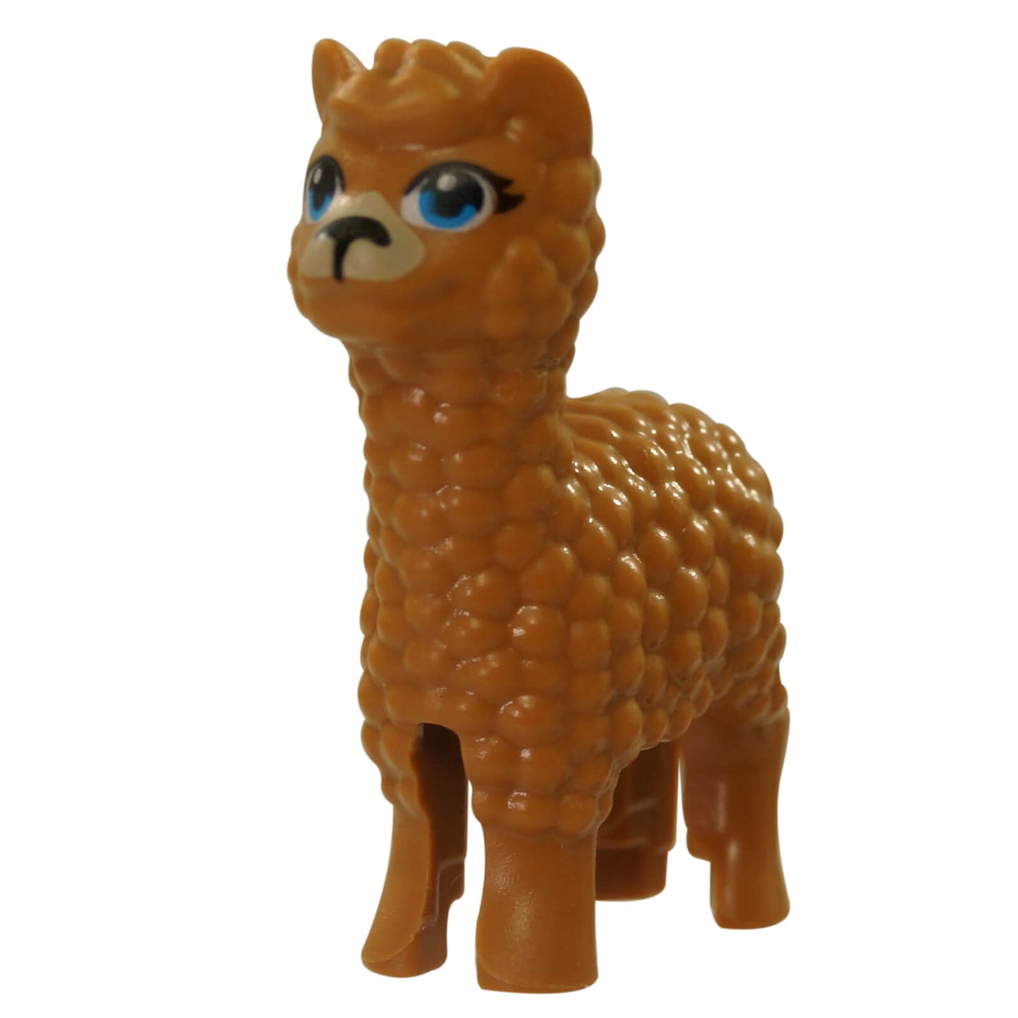 LEGO alpaca llama medium nougat animal figure 65405pb03 with dark azure eyes and tan muzzle