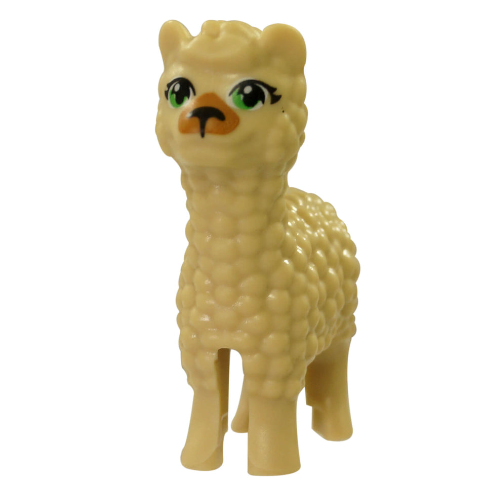 Figura de animal LEGO® alpaca llama tan 65405pb02 com olhos verdes e focinho nougat