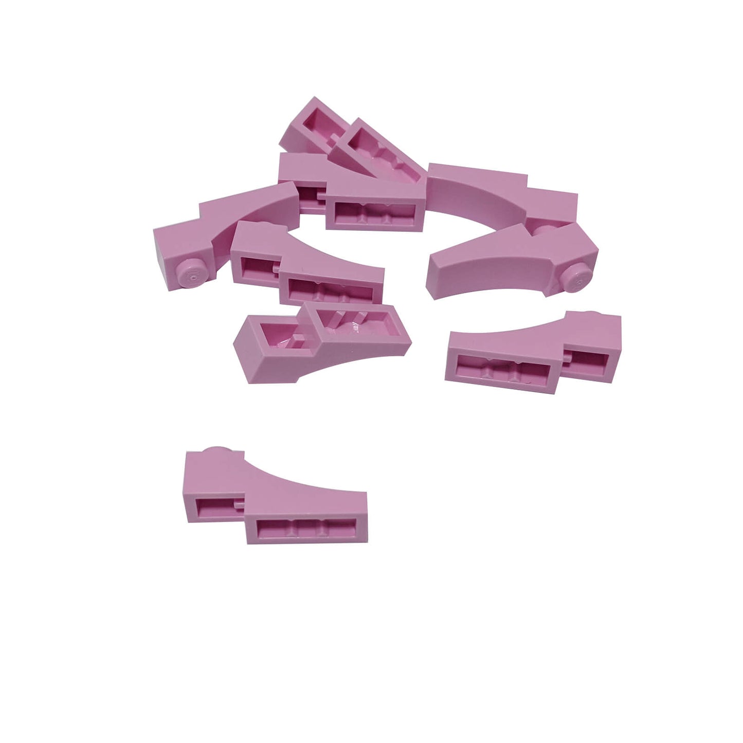 LEGO® Arch 1 x 3 Inverted in bright pink, used for decorative arches, doorways, and smooth underside detailing
