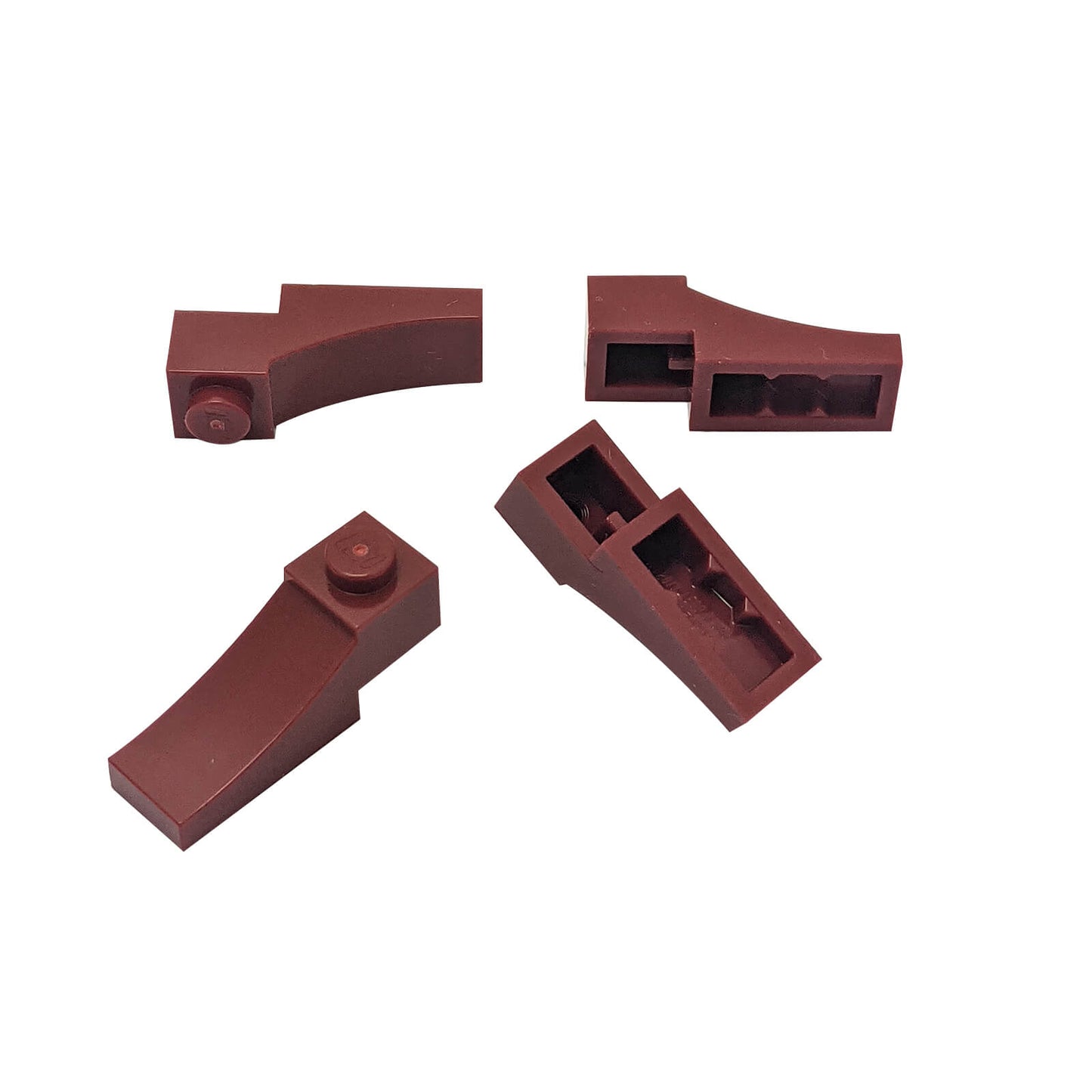 LEGO® Arch 1 x 3 Inverted in dark red, used for decorative arches, doorways, and smooth underside detailing
