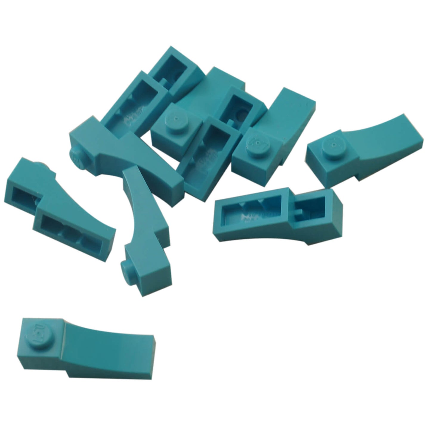LEGO® Arch 1 x 3 Inverted in dark turquoise, used for decorative arches, doorways, and smooth underside detailing
