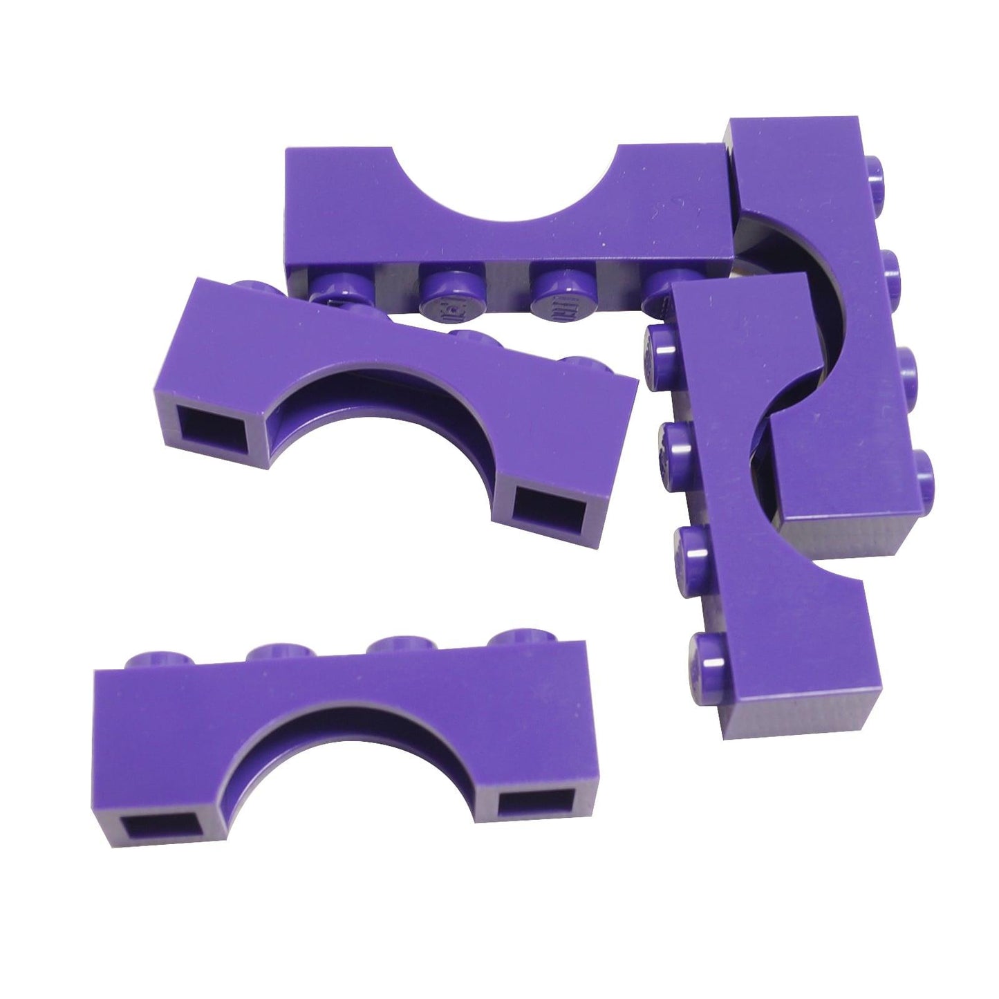 LEGO® arch brick 1 x 4 with smooth curved opening, used for doors, windows, and architectural builds, dark purple color
