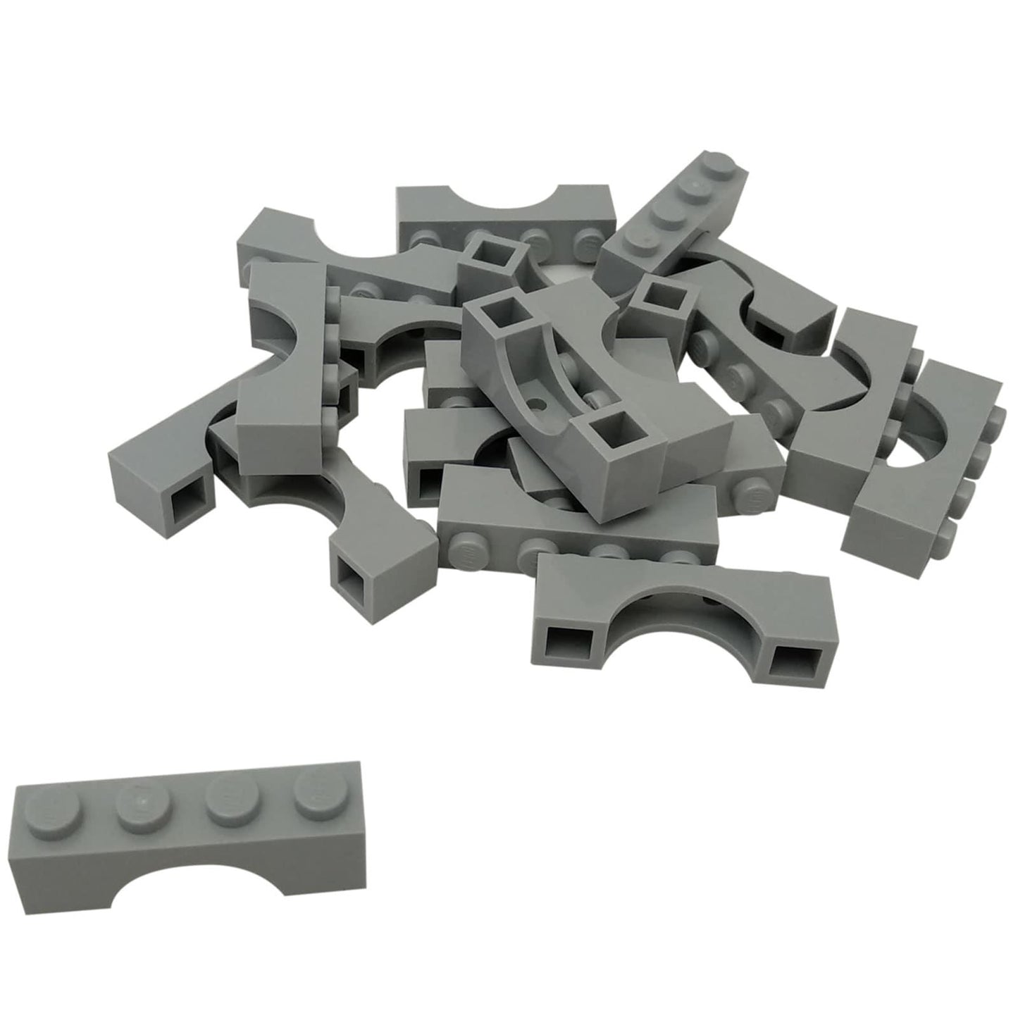 LEGO® arch brick 1 x 4 with smooth curved opening, used for doors, windows, and architectural builds, light bluish gray color
