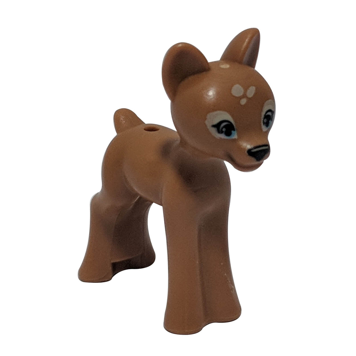 LEGO® Medium Nougat baby deer fawn 13393pb01 with Medium Azure eyes, black eyelashes and nose, and Tan spotted markings