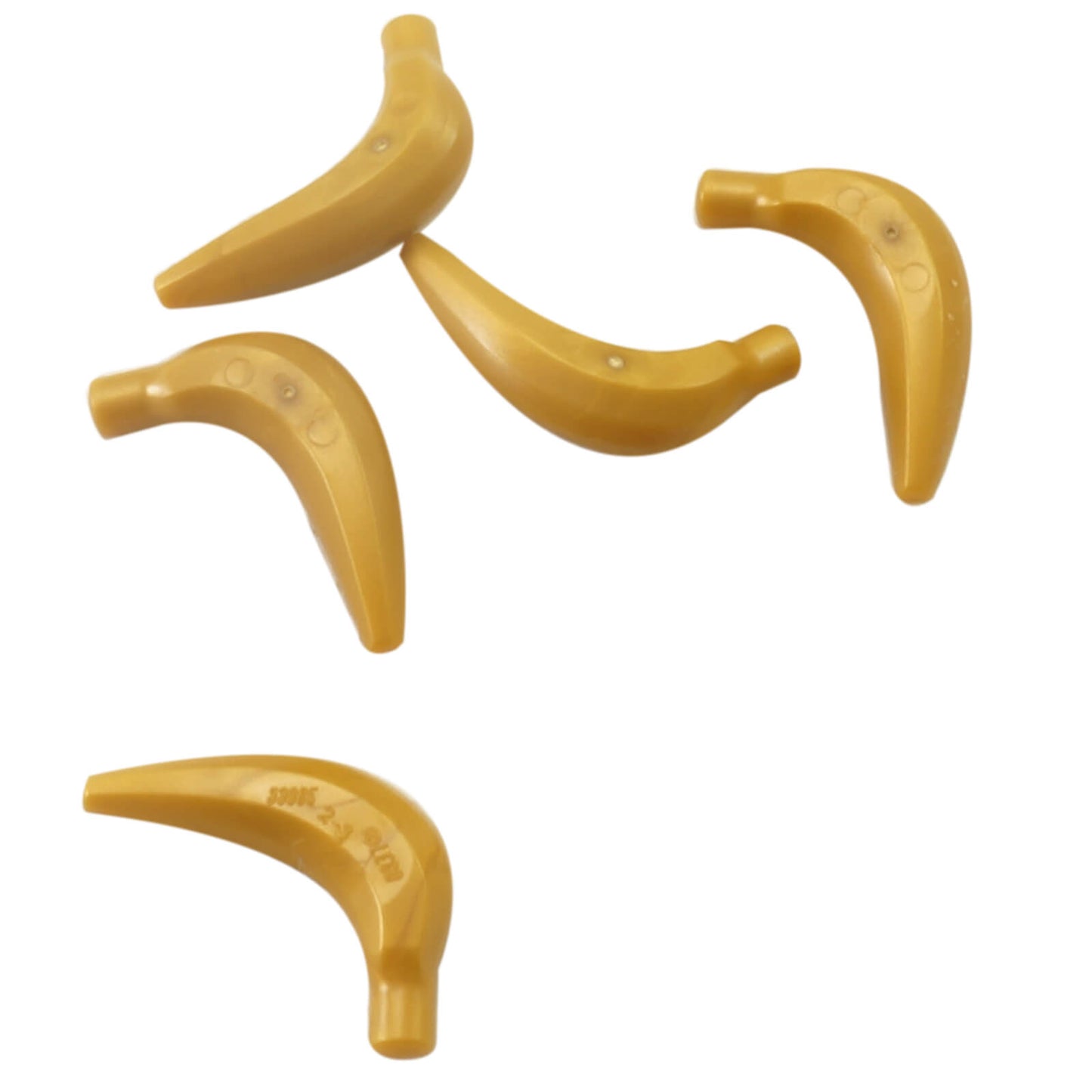 LEGO® Banana (Part 33085) in pearl gold, minifigure accessory used as a decorative or novelty element in builds

