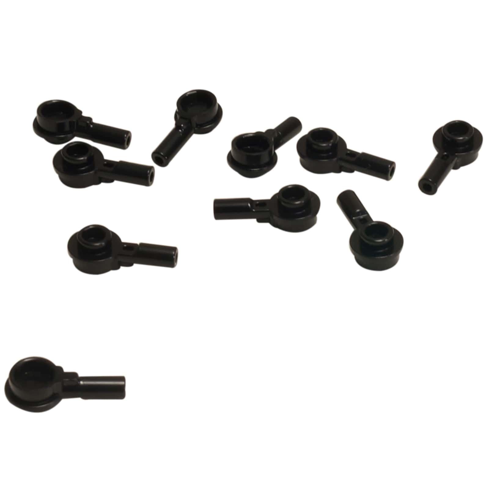 LEGO® Bar 1L with 1 x 1 round plate with hollow stud in black, small connector piece for detailed builds.
