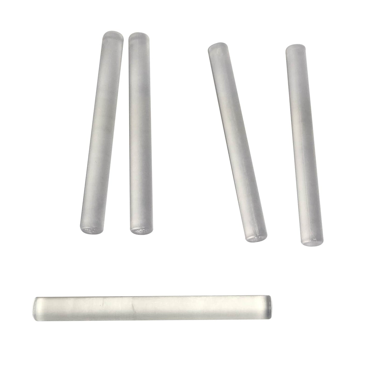 LEGO® elemento barra 4L dritta, comunemente usato come lama di lightsaber o bastone, colore trasparente chiaro
