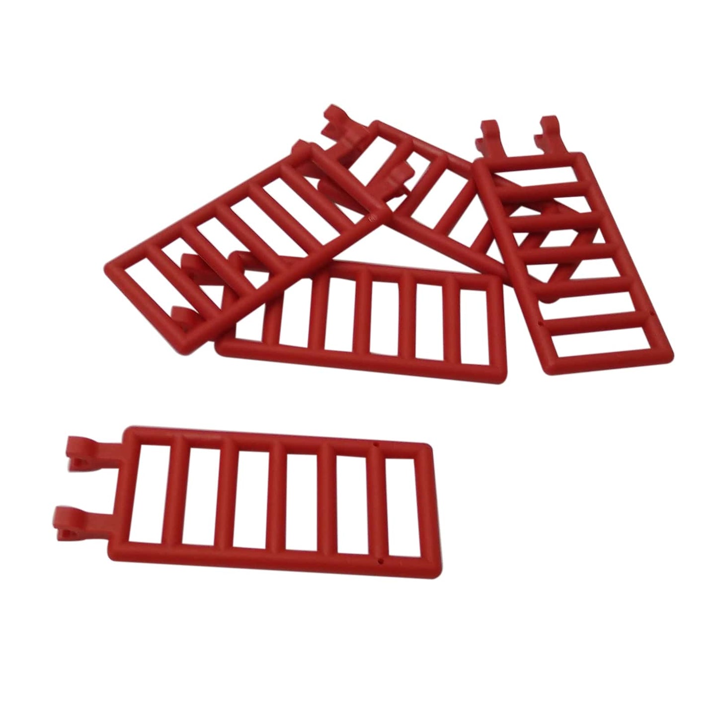 LEGO® element drabinkowy 7 x 3 z dwoma zaciskami bocznymi, stosowany jako drabina lub poręcz, kolor czerwony
