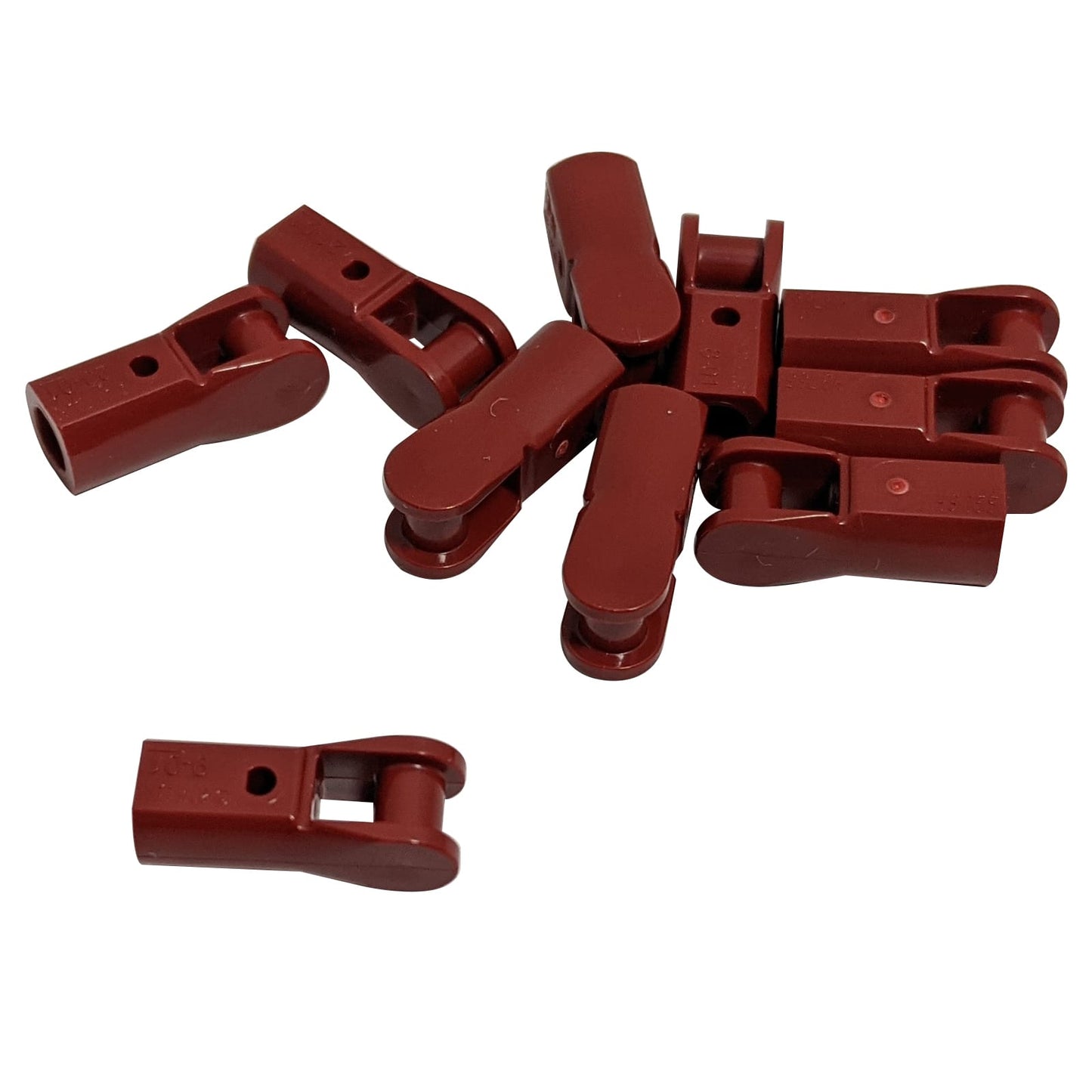 LEGO® Stangenhalter mit Griff, Griff-Element zum Halten von Werkzeugen, Waffen oder Zubehör, dunkelrote Farbe

