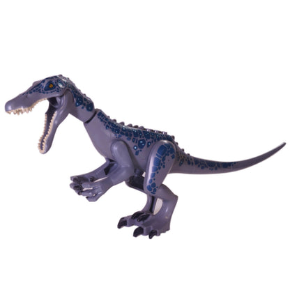 LEGO Baryonyx dinosaur figure baryonyx01 with articulated limbs and jaw, side view.