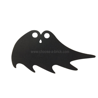 A black scalloped 5-point cape for minifigures, designed with asymmetrical waving and suitable for creating superhero characters like Batman.