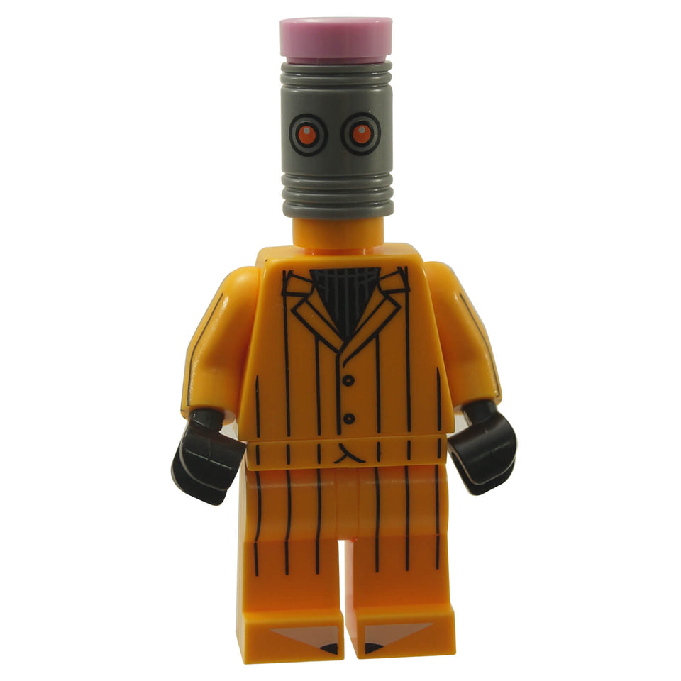 LEGO® Batman Movie The Eraser coltlbm12 minifigure with black striped yellow-orange pencil costume, silver head and pink eraser top