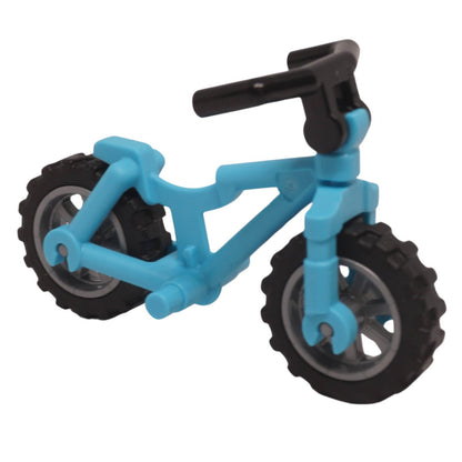 LEGO bicycle 5554c01 heavy mountain bike with rugged tires and silver wheels medium azure front voew