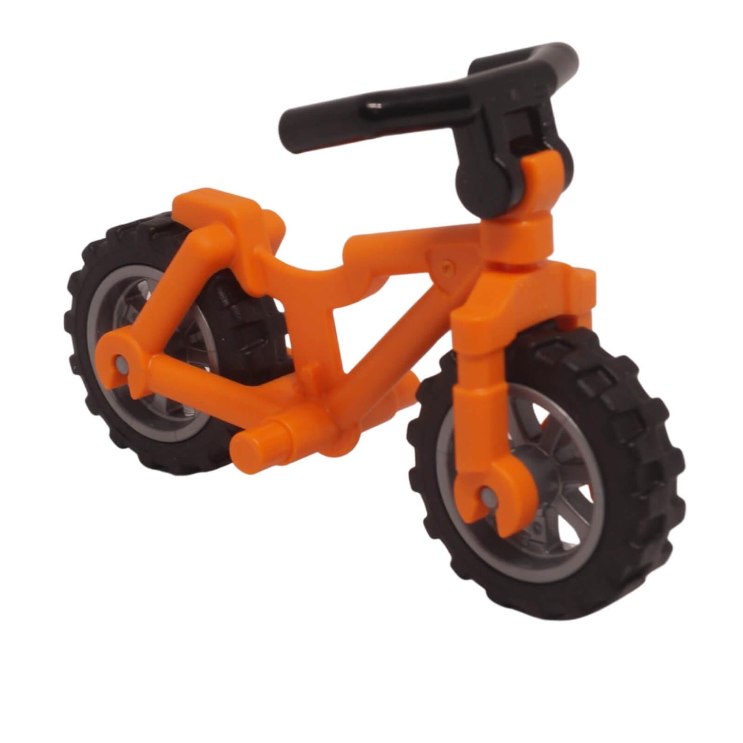 LEGO bicycle 5554c01 heavy mountain bike with rugged tires and silver wheels orange front view