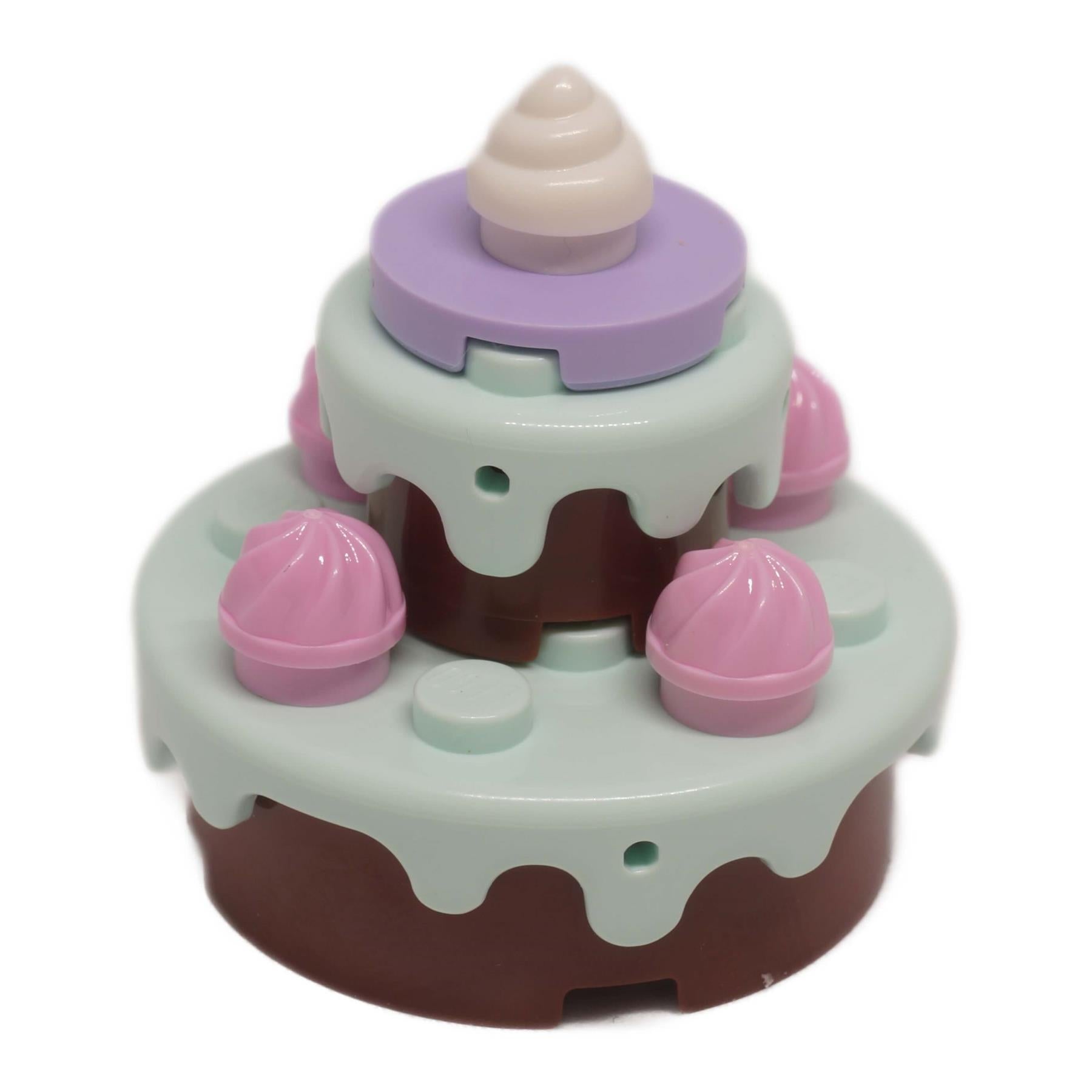 LEGO birthday cake dessert café accessory with layered icing decoration