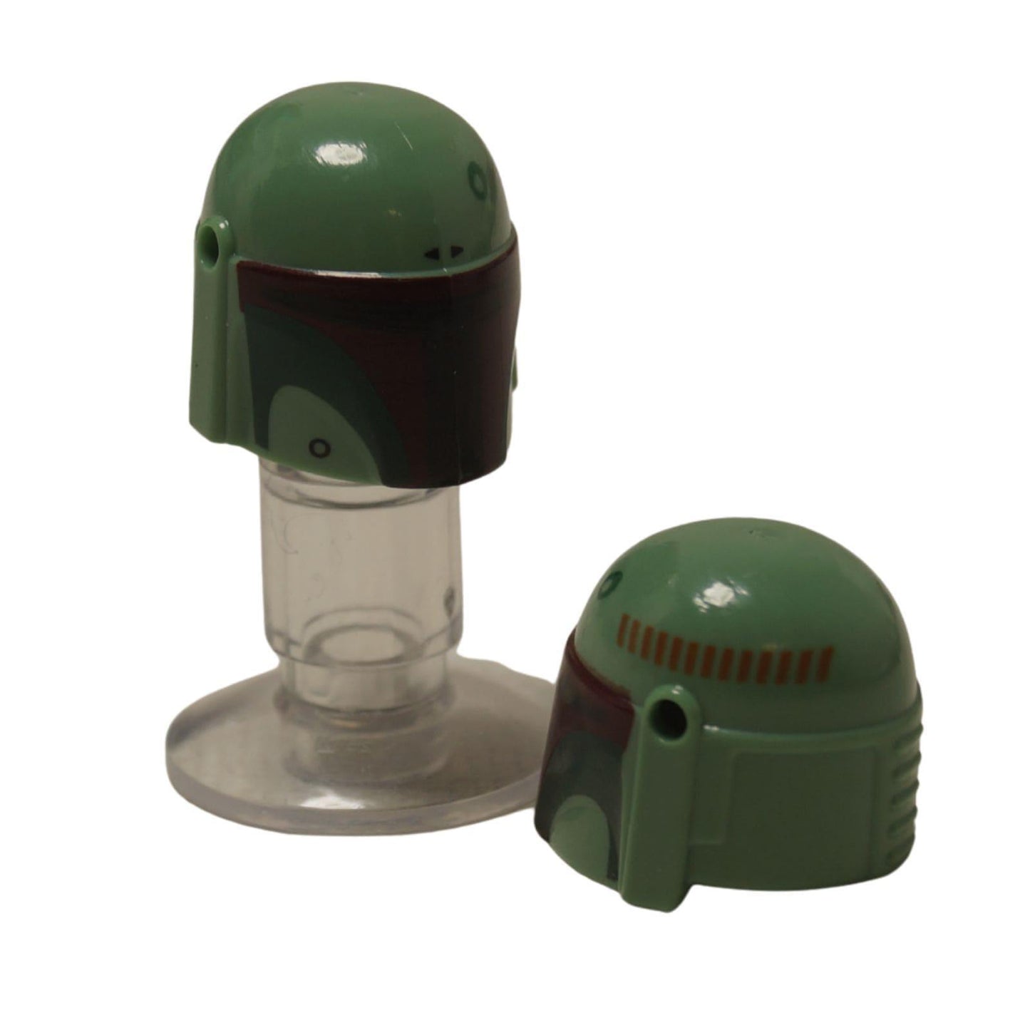 LEGO Boba Fett Helmet 87610pb14 sand green with dark red visor and rangefinder holes front view