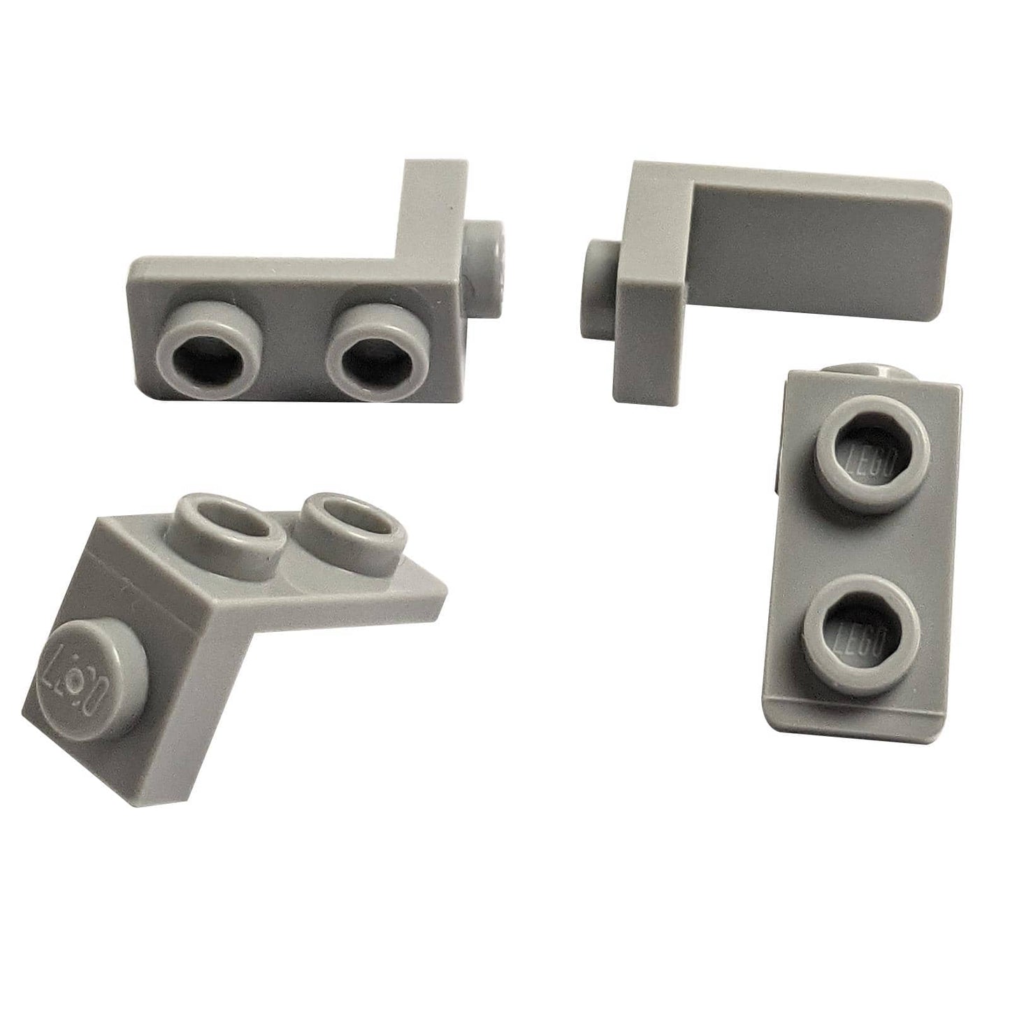 LEGO® bracket 1 x 1 - 1 x 2 piece, right-angle offset element for side-mounted studs and compact builds, light bluish gray color
