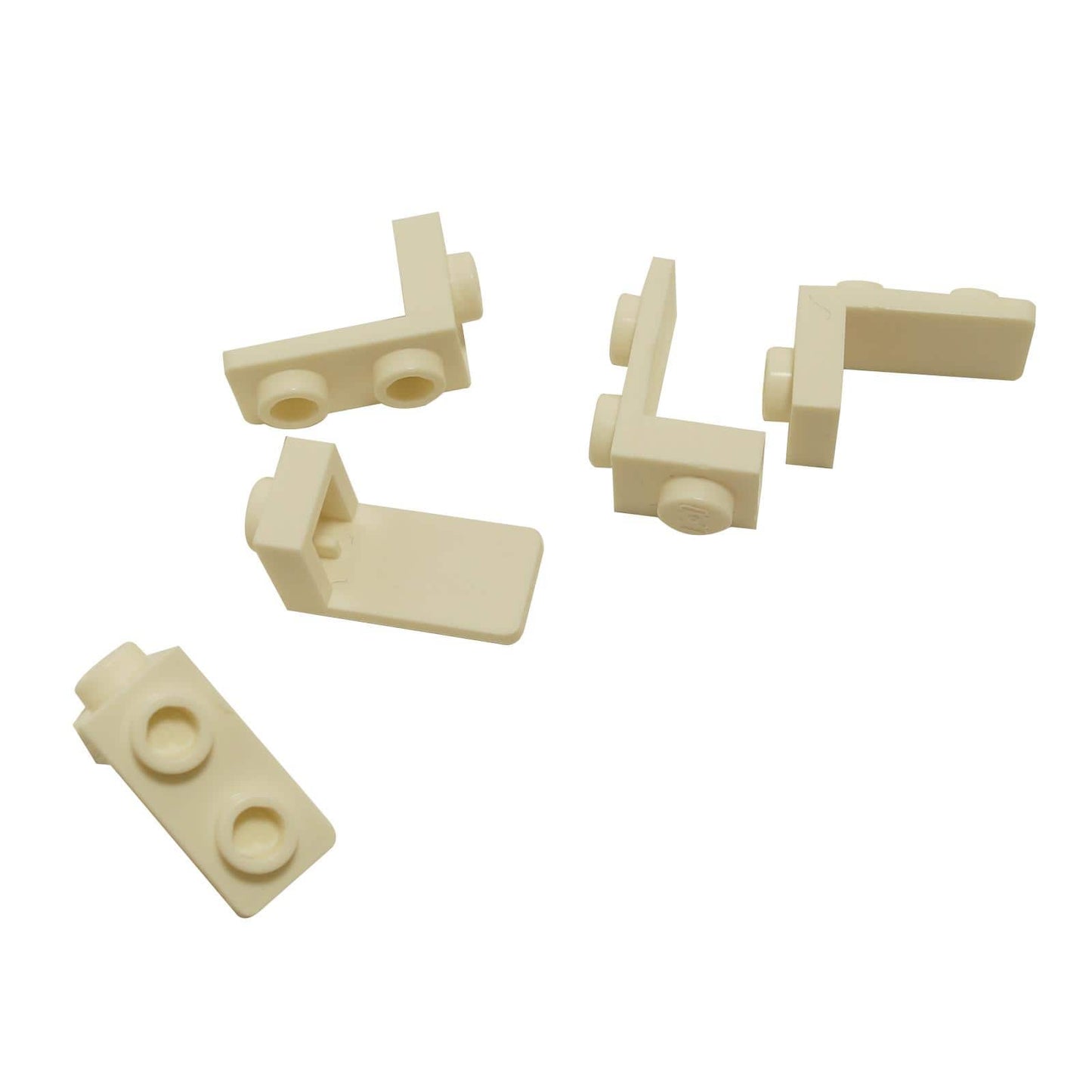LEGO® bracket 1 x 1 - 1 x 2 piece, right-angle offset element for side-mounted studs and compact builds, white color
