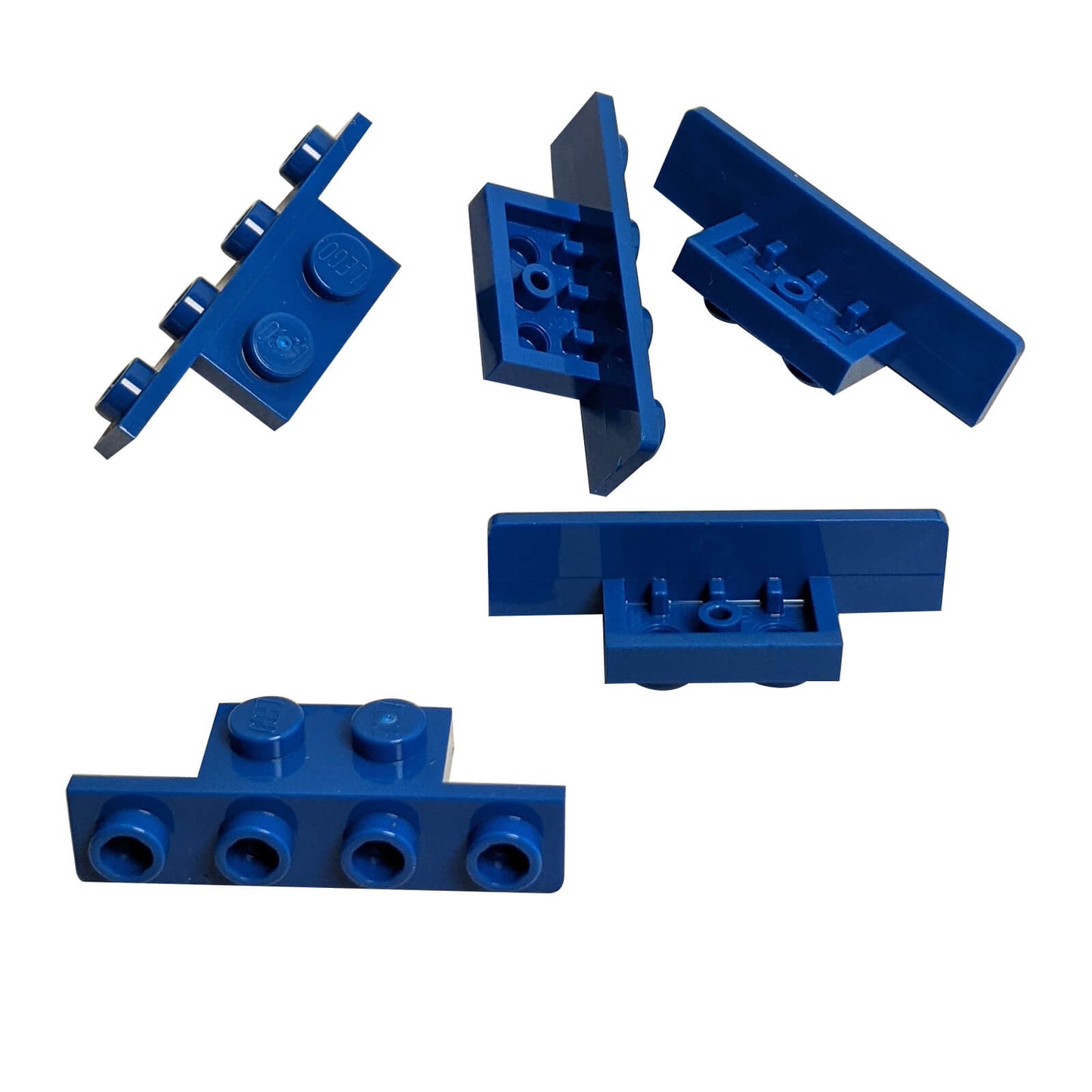 LEGO® Bracket 1 x 2 – 1 x 4 (Part 28802) in blue, used for offset building and SNOT constructions
