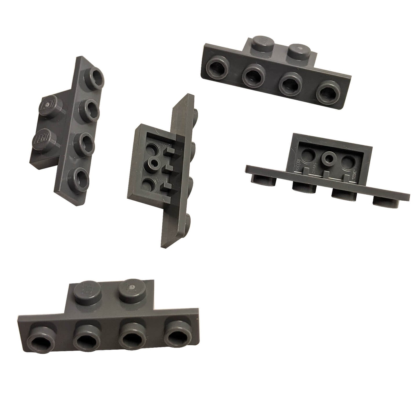 LEGO® Bracket 1 x 2 – 1 x 4 (Part 28802) in dark bluish gray, used for offset building and SNOT constructions
``
