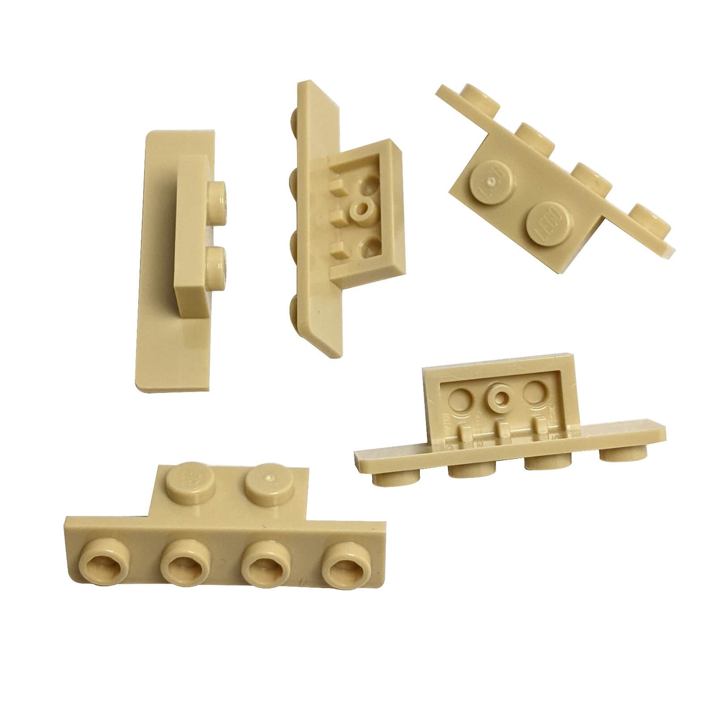 LEGO® Bracket 1 x 2 – 1 x 4 (Part 28802) in tan, used for offset building and SNOT constructions
