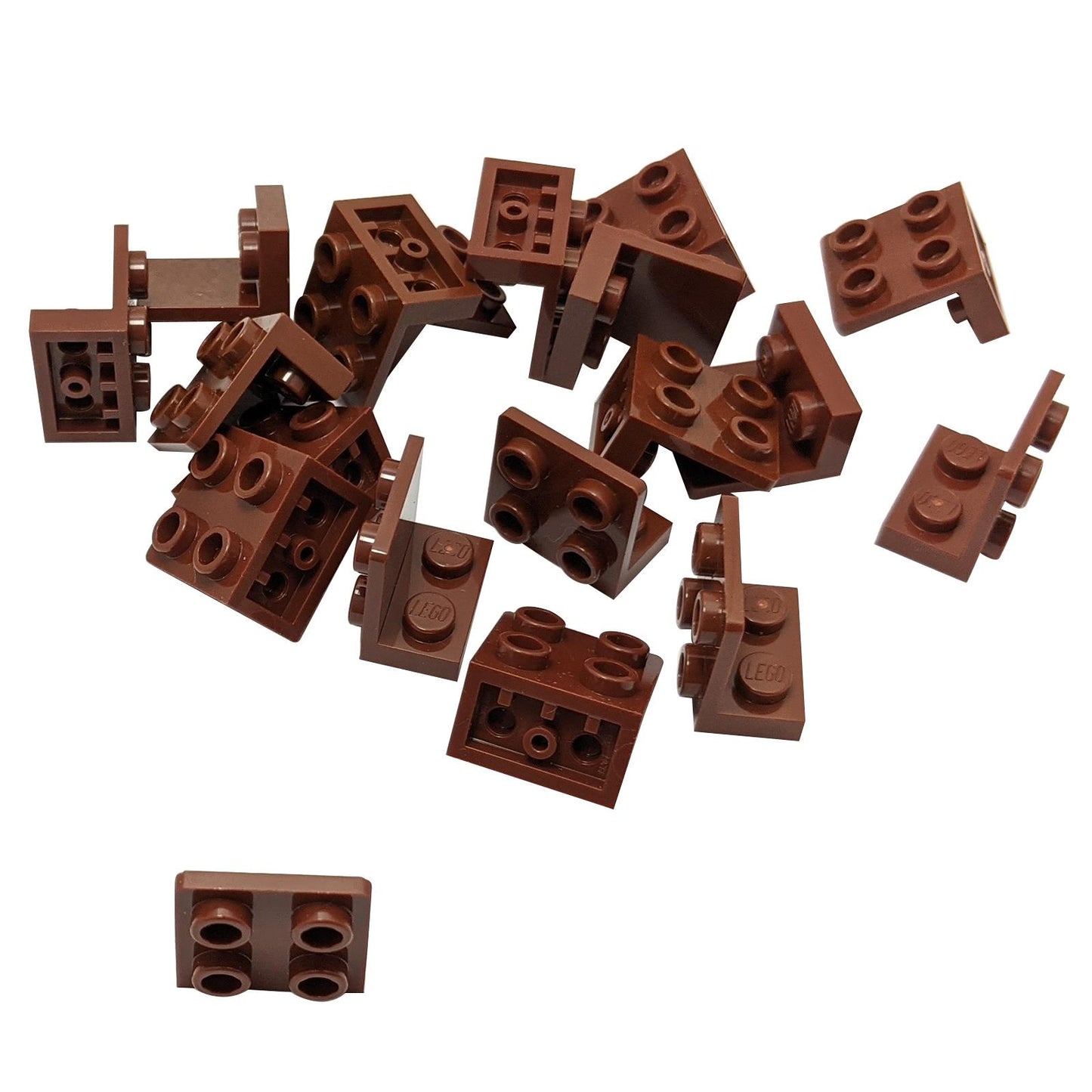 Lot of 50 LEGO® inverted brackets 1 x 2 - 2 x 2 in reddish brown