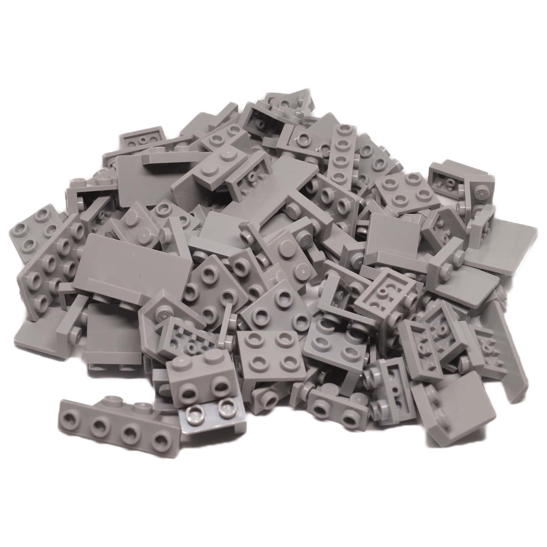 Mixed lot of 100 LEGO® brackets in light bluish gray including inverted and standard types