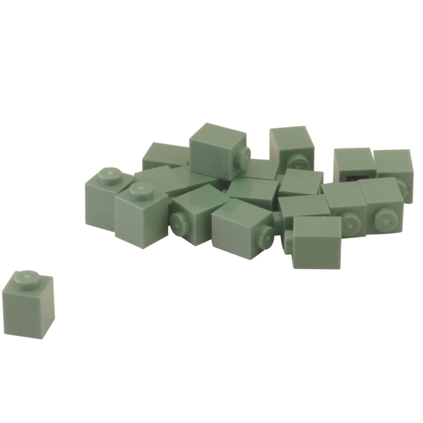 LEGO® Brick 1 x 1 in sand green, a small square brick with one top stud used for basic building connections.