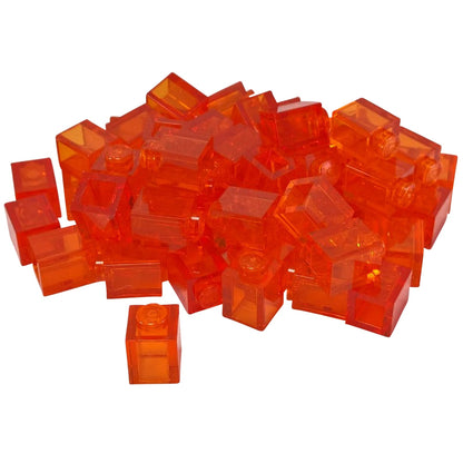 LEGO® Brick 1 x 1 in transparent orange, a small square brick with one top stud used for basic building connections.
