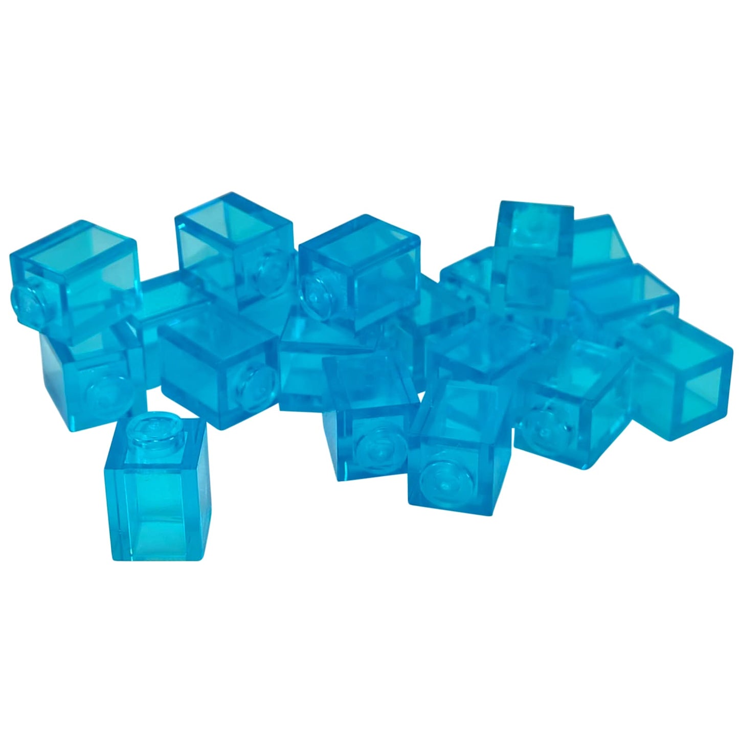 LEGO® Brick 1 x 1 in transparent light blue, a small square brick with one top stud used for basic building connections.