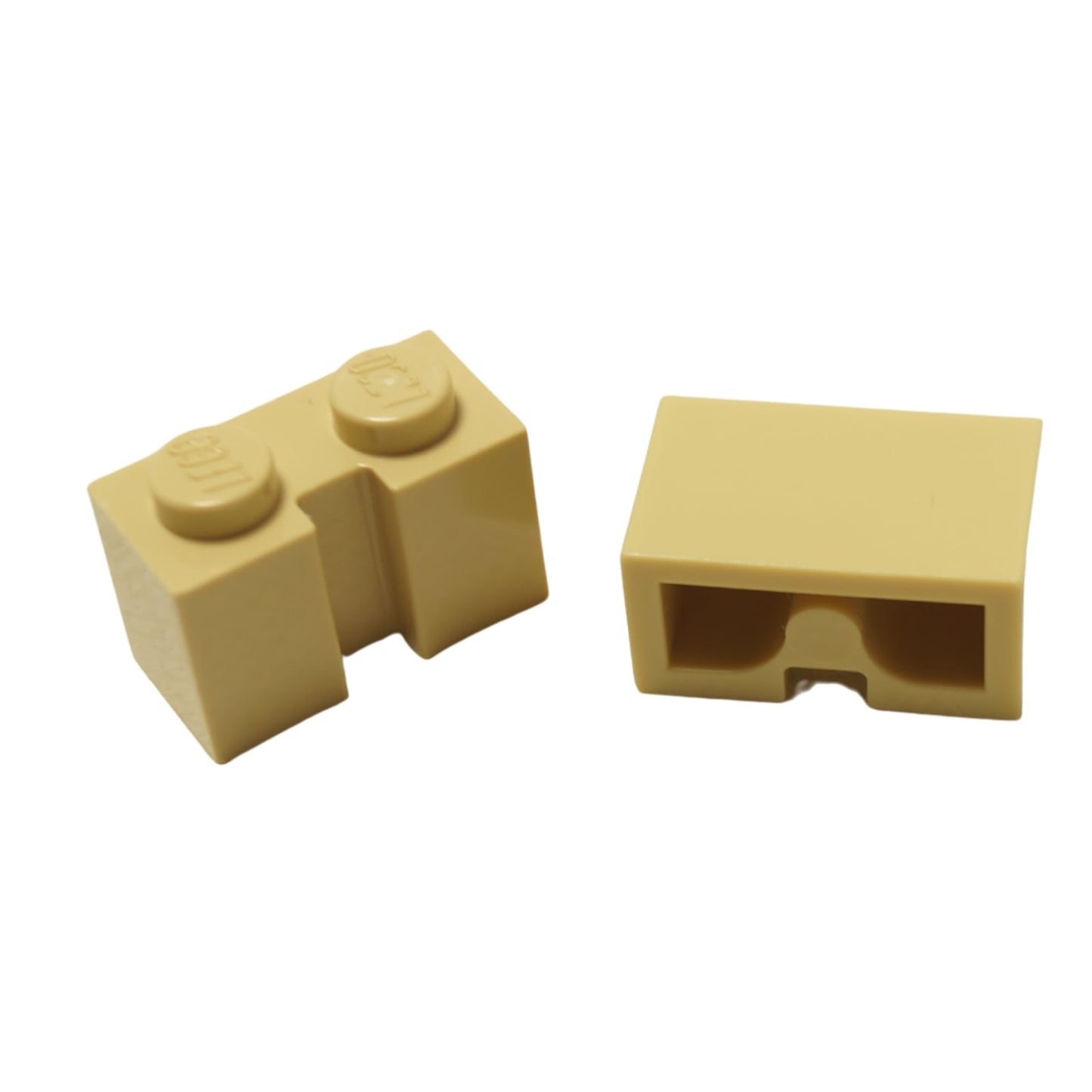 LEGO® Brick Modified 1 x 2 met Groef in tan, met een centrale verzonken lijn aan één kant.
